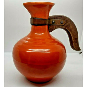 Vintage Pottery Ring Ware Orange Open Coffee Carafe